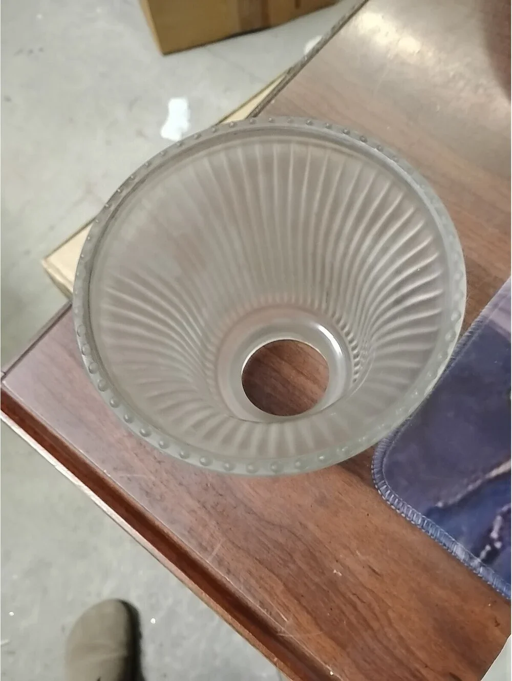 BELL SHAPED FROSTED GLASS LAMP SHADE RIBBED 2” DIAMETER